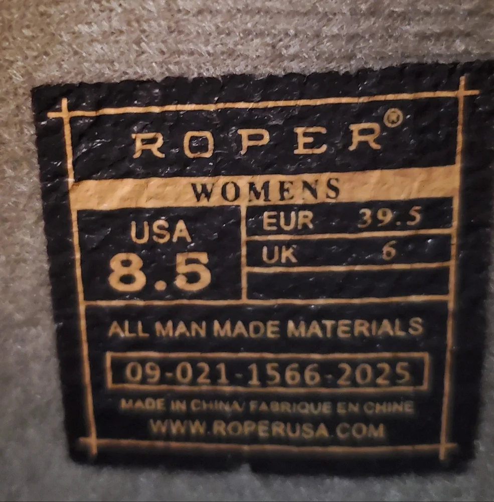 Roper Brown Cowgirl Western Boots with Blue Accents New Women's Size 8.5 - Picture 8 of 10